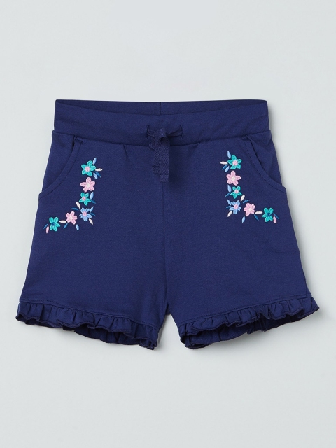 max Girls Blue Solid Regular Fit Regular Shorts