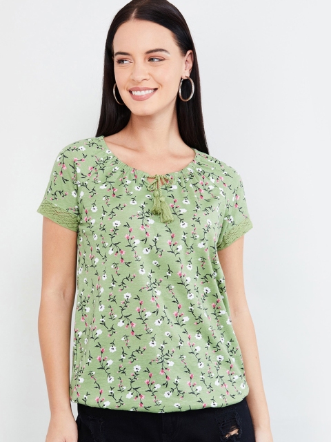 max Women Green Printed Top