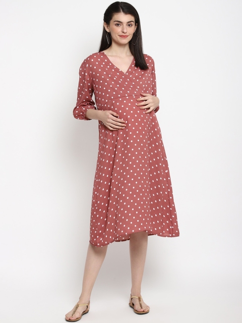The Vanca Women Peach-Coloured Printed Wrap Dress