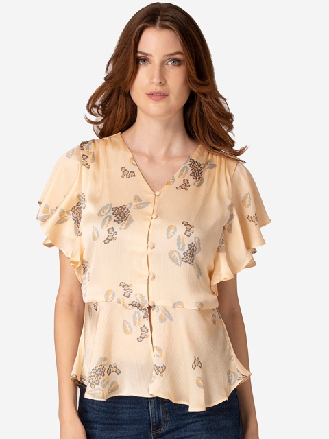 Mode by Red Tape Women Peach-Coloured Printed Top