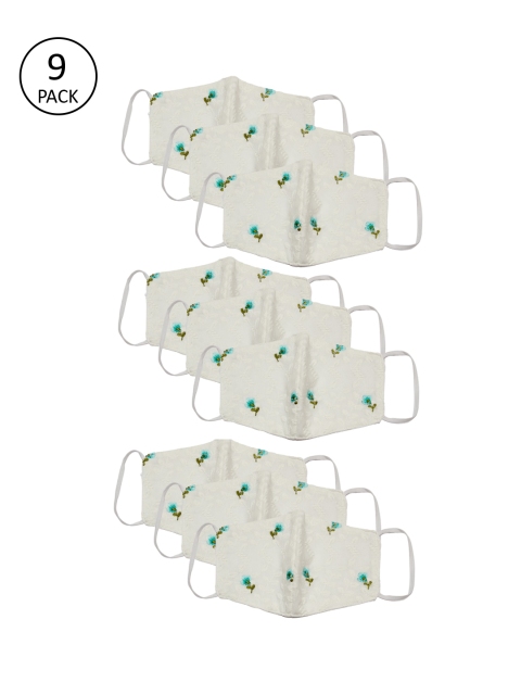 Bellofox Women Pack of 9 White Embroidered 3-Ply Anti-Pollution Reusable Cloth Masks
Bellofox Women Pack of 9 White Embroidered 3-Ply Anti-Pollution Reusable Cloth Masks