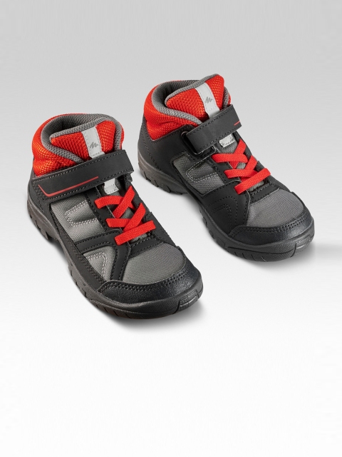 Quechua By Decathlon Kids Grey Mid-Top Hiking MH100 Shoes