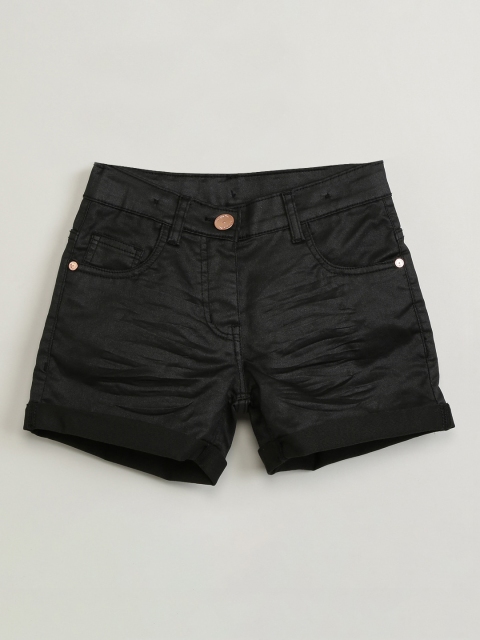 max Girls Black Solid Regular Fit Regular Shorts