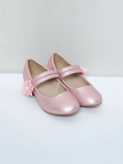 max Girls Pink Embellished PU Mary Janes