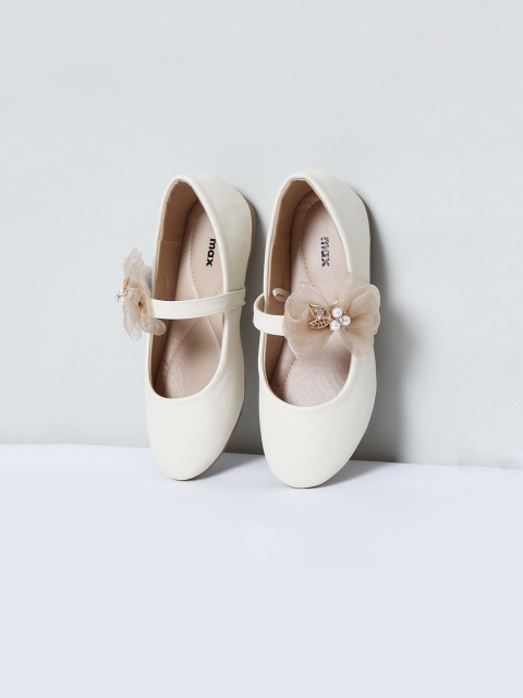 max Girls Off-White Embellished PU Mary Janes
