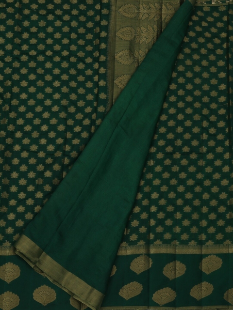 Pothys Green & Gold-Toned Jute Silk Woven Design Saree