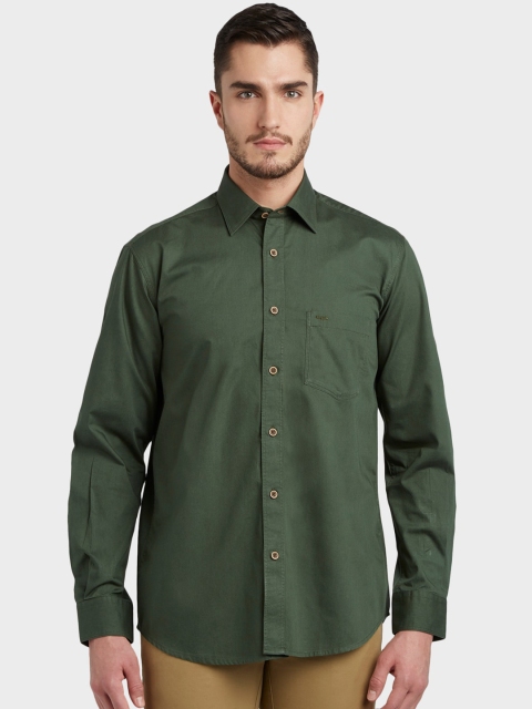 ColorPlus Men Green Slim Fit Solid Casual Shirt