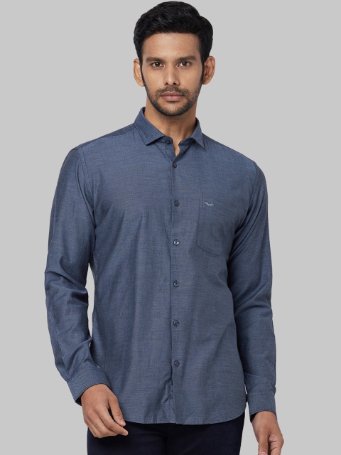 Park Avenue Men Blue Regular Fit Self Design Casual Shirt