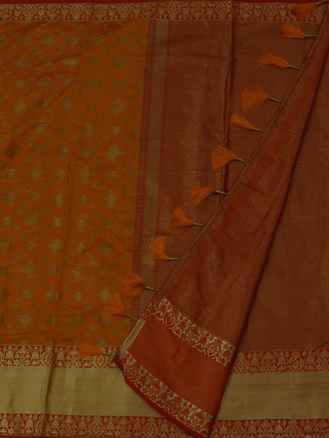 Pothys Orange Woven Design Jute Silk Saree