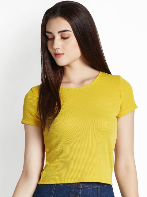 Forever Glam by Pantaloons Women Mustard Yellow Solid Top
