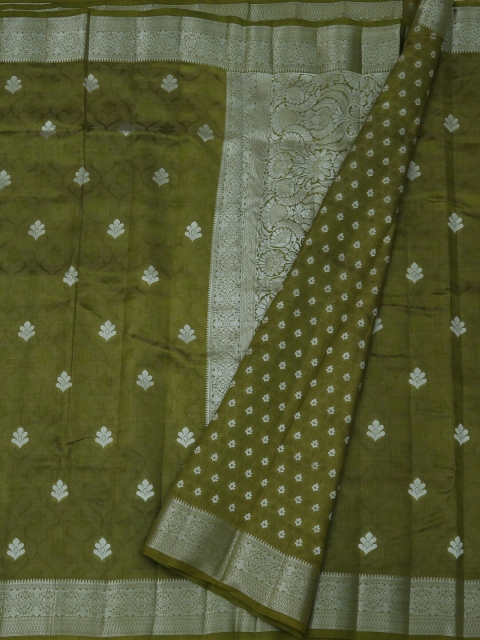 Pothys Olive Green Woven Design Jute Silk Saree