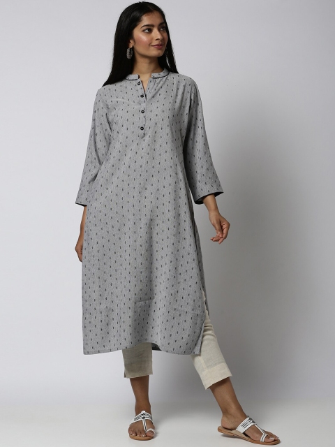 Soch Women Grey Woven Design A-Line Kurta
