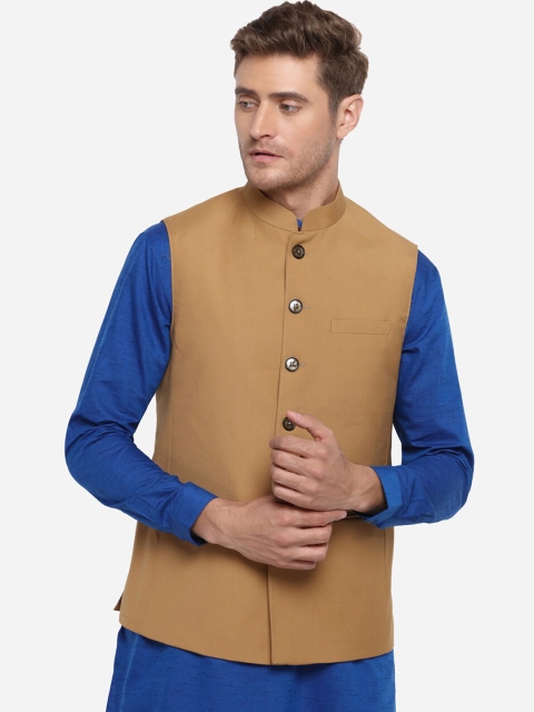 JADE BLUE Men Brown Solid Modi Jacket