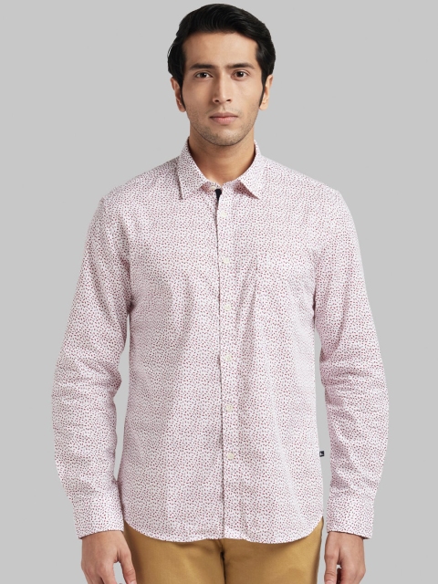 Parx Men White & Red Regular Fit Printed Casual Shirt