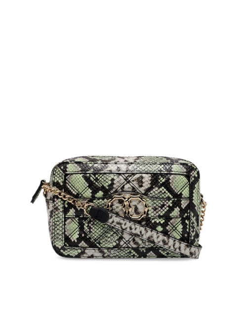 Call It Spring Green & Black Textured Sling Bag