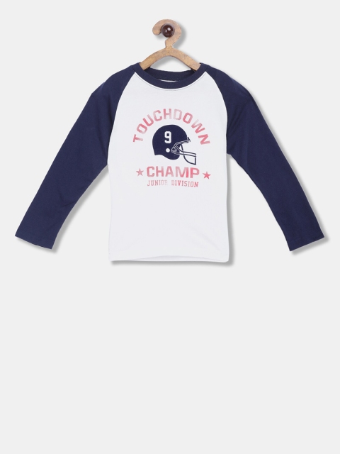 The Childrens Place Boys White Printed Henley Neck T-shirt