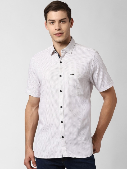 Peter England Casuals Men White Slim Fit Printed Casual Shirt