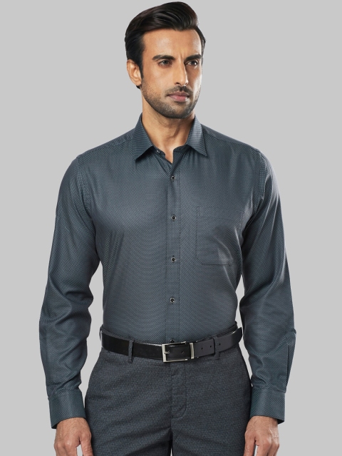Raymond Men Green Regular Fit Self Design Casual Shirt