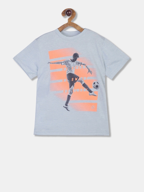 The Childrens Place Boys Blue & Orange Printed Round Neck T-shirt
