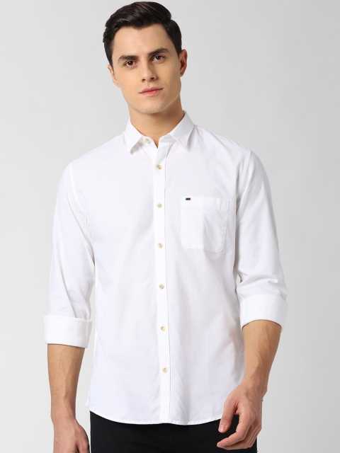 Peter England Casuals Men White Slim Fit Solid Casual Shirt