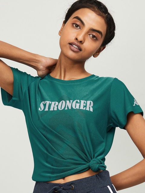 Kappa Women Green Printed Round Neck T-shirt