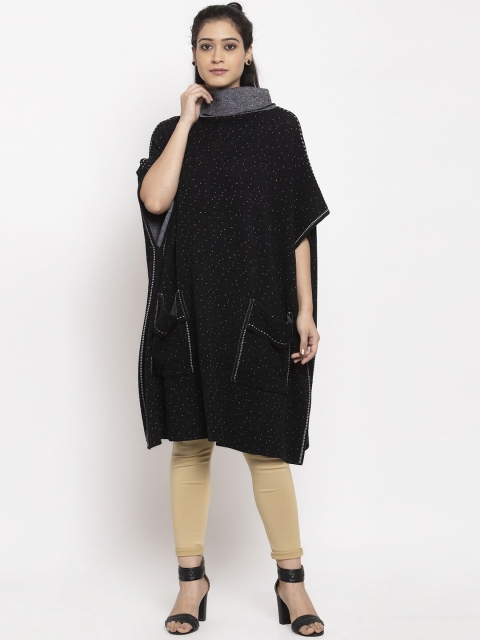 Global Republic Women Black Self Design Longline Kaftan