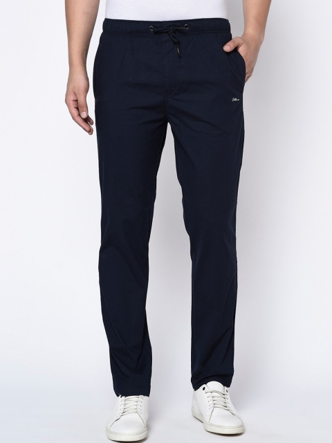 Octave Men Navy Solid Straight-Fit Track Pants, Navy blue