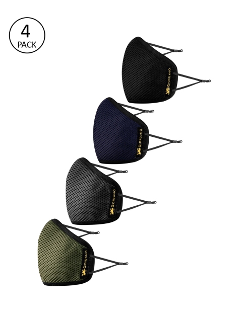GIORDANO Unisex Pack Of 4 Anti-Pollution Multi-layered Reusable 6-Ply Protective Outdoor Masks, Black