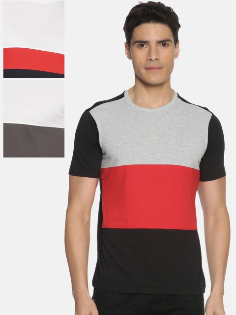 IVOC Men Pack Of 3 Colourblocked Round Neck T-shirt, Multi