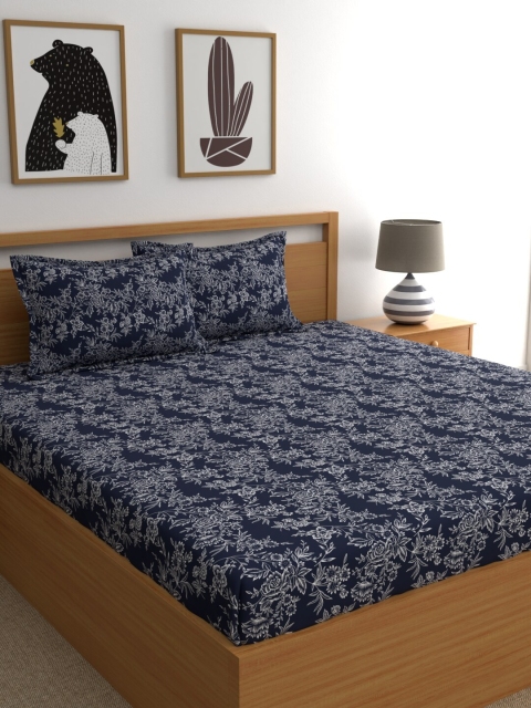 Home Ecstasy Navy Blue & White Floral 160 TC Cotton 1 Queen Bedsheet with 2 Pillow Covers
Home Ecstasy Navy Blue & White Floral 160 TC Cotton 1 Queen Bedsheet with 2 Pillow Covers