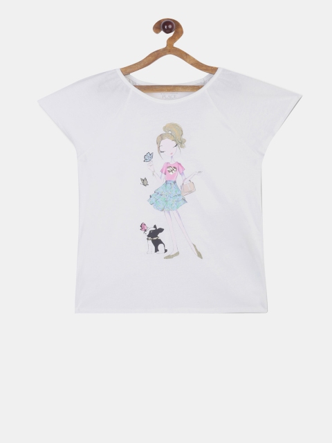 The Childrens Place Girls White Printed Top