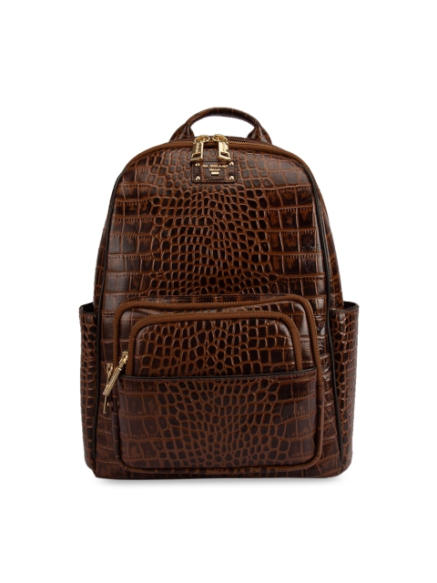 Da Milano Unisex Brown Textured Leather Backpack
