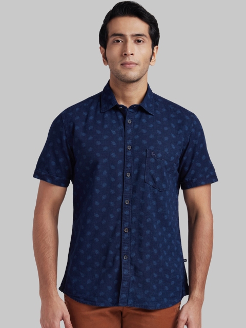 Parx Men Blue Regular Fit Printed Casual Shirt