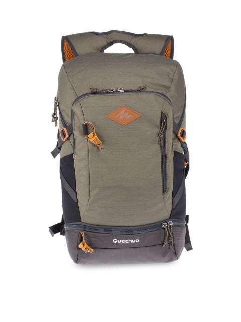 Quechua By Decathlon Unisex Khaki & Black Colourblocked NH500 Hiking Backpack