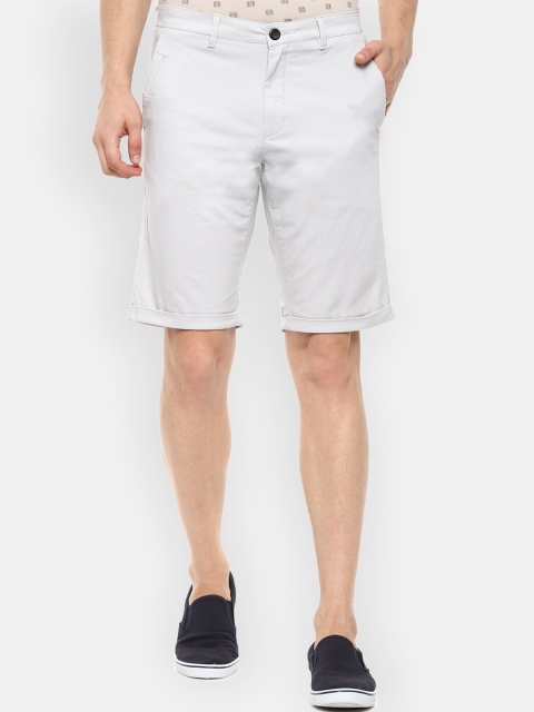 Louis Philippe Sport Men White Self Design Slim Fit Regular Shorts