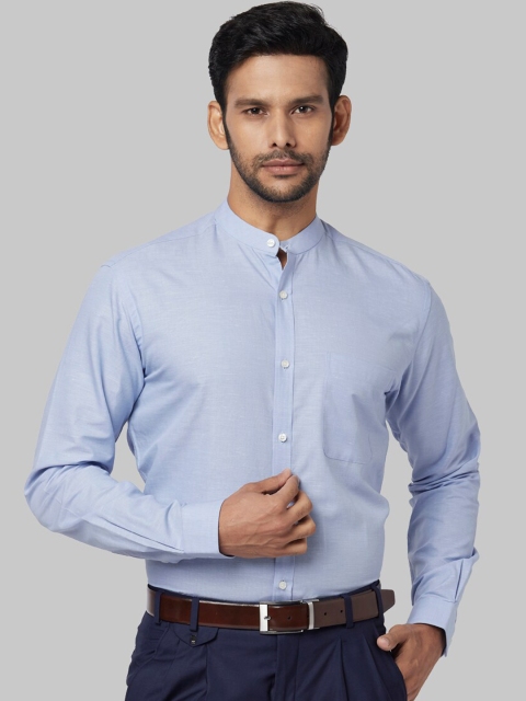 Park Avenue Men Blue Regular Fit Solid Formal Shirt