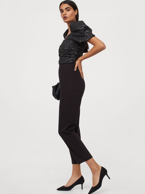 H&M Black Jacquard-Weave Jumpsuit