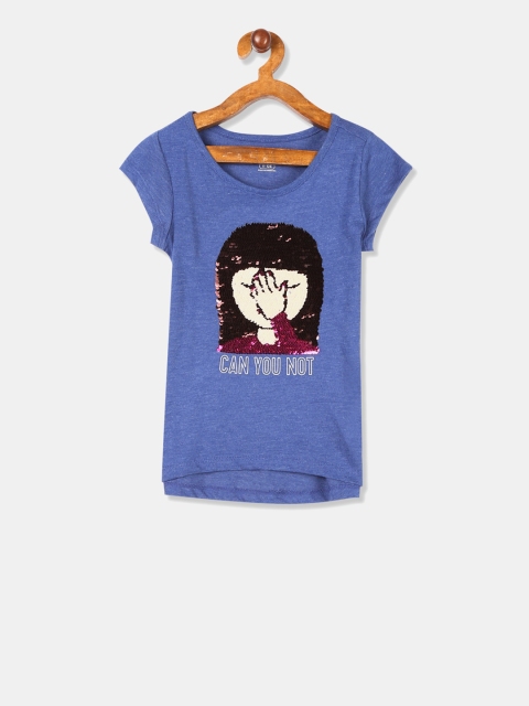 The Childrens Place Girls Blue Embellished Top