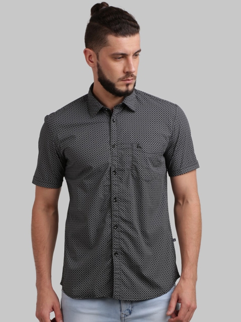 Parx Men Black & Grey Regular Fit Printed Casual Shirt