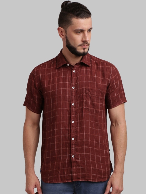 Parx Men Brown Regular Fit Checked Casual Shirt