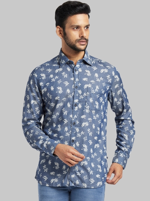 Parx Men Blue Regular Fit Printed Casual Shirt