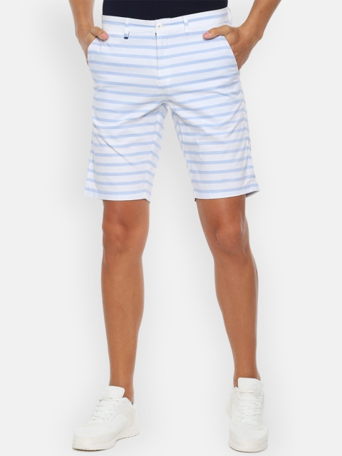 Louis Philippe Sport Men White Striped Slim Fit Regular Shorts