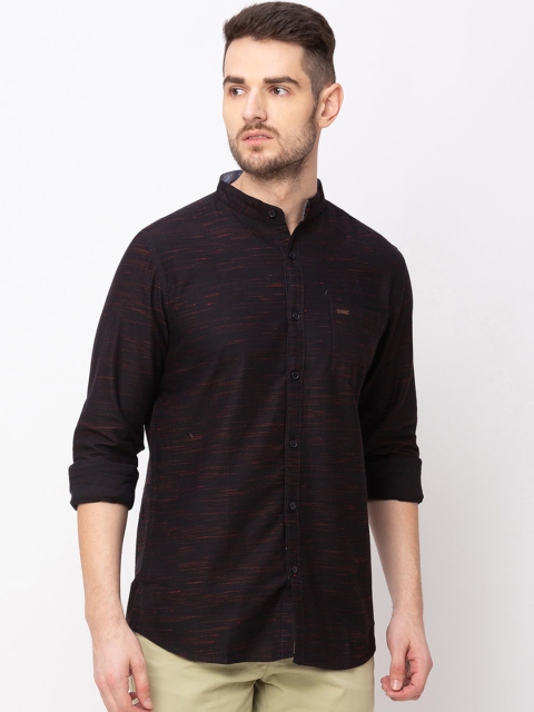 Globus Men Black & Red Regular Fit Self Design Casual Shirt