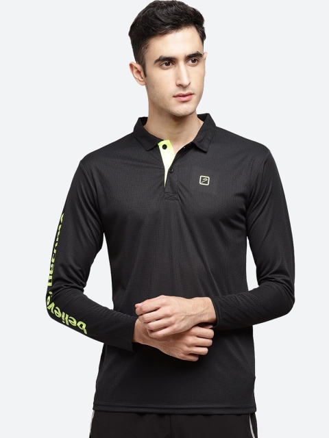 SG Men Black Solid Polo Collar T-shirt