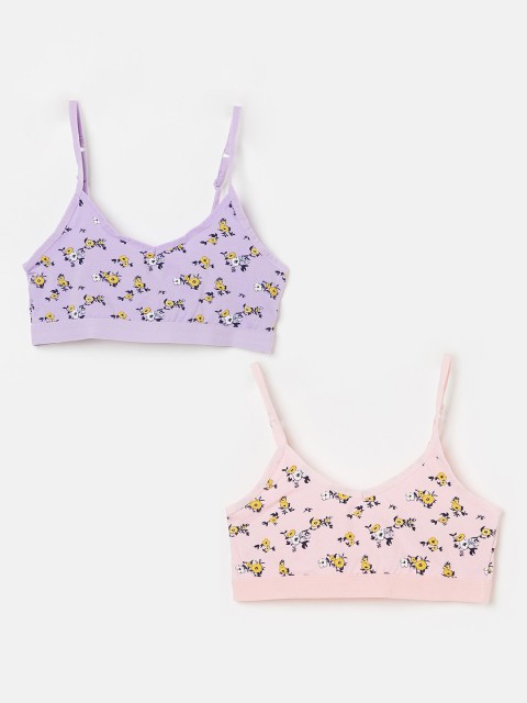Fame Forever by Lifestyle Pack of 2 Non-Wired Non Padded Bralette Bras 8907362574939, Purple