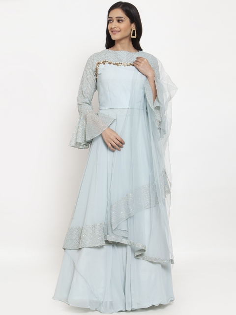 KHALOM Blue Ready to Wear Lehenga & Blouse with Dupatta