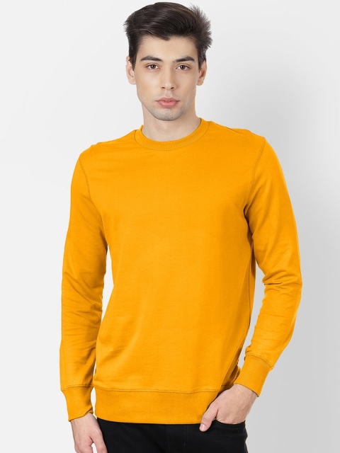 Free Authority Men Yellow Solid Sweatshirt