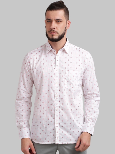 Parx Men White & Red Regular Fit Printed Casual Shirt
