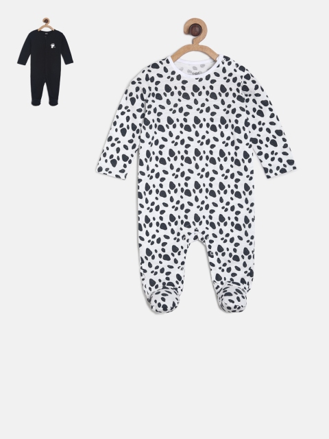 MINI KLUB Infant Boys Pack of 2 Black & White Patterned Sleep Suit