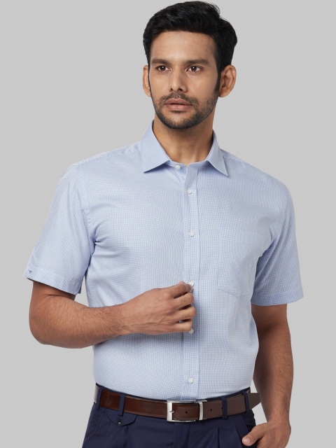 Park Avenue Men Blue Regular Fit Self Design Formal Shirt
